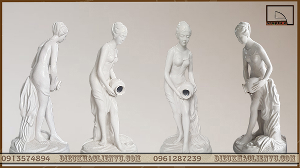 Tượng cô gái đổ nước đá nhân tạo cao cấp, siêu bền